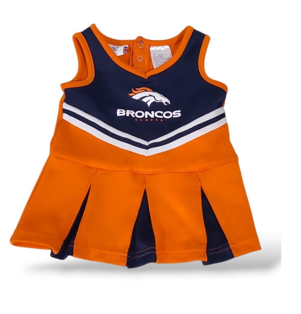 NFL Team Apparel SZ 12M Cheerleader Denver Broncos Dress Orange Pleated Skirt